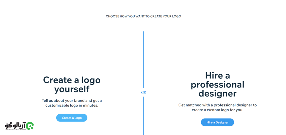 بر روی Create a Logo زیر Create a logo yourself کلیک کنید طراحی لوگو با هوش مصنوعی